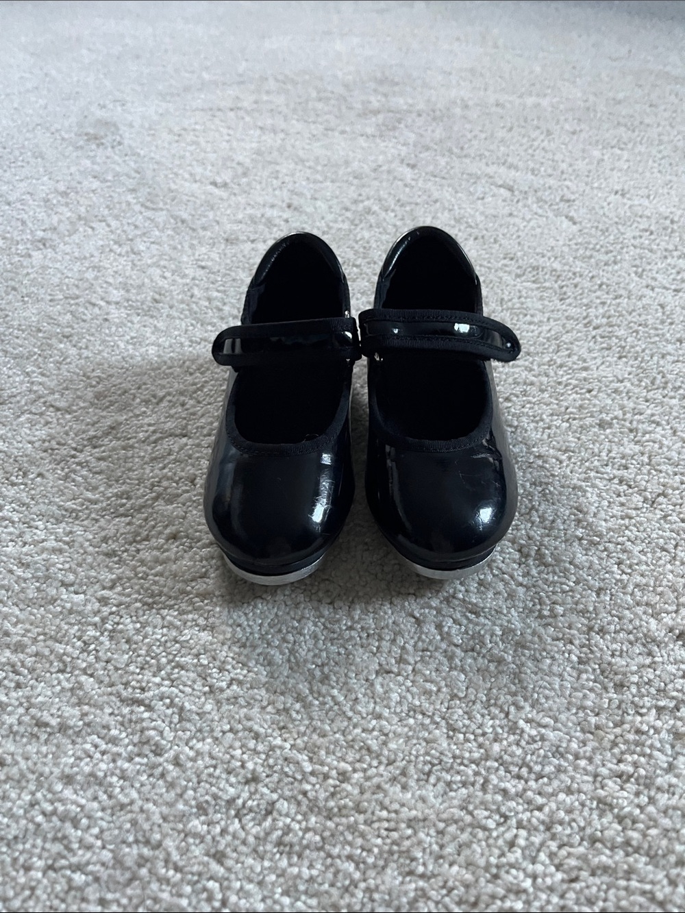 Stelle Girls' Black Patent Mary Jane Dance Tap Shoes with Velcro Strap Sz. 8